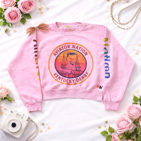 Aviator Nation Tops - Rare Aviator Nation Pink Kentucky Derby Crewneck
